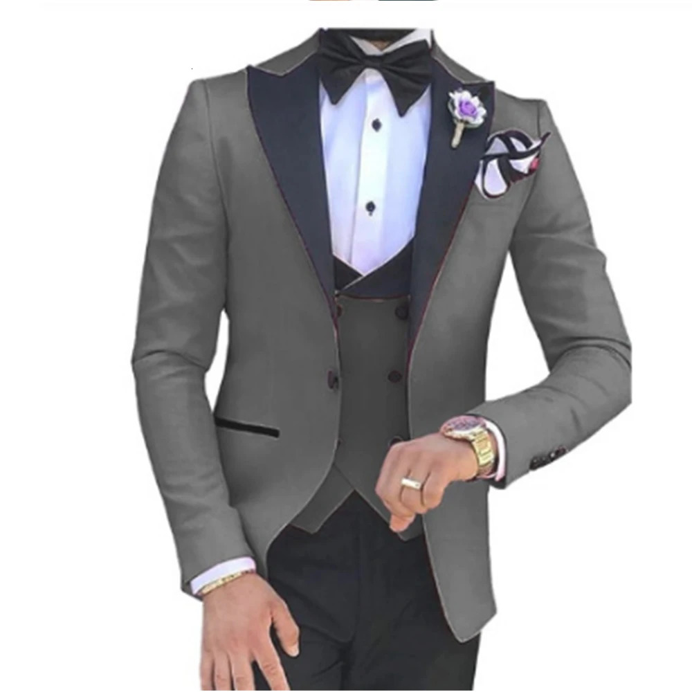 2023 Men 3 Pieces Suits For Custom Made Groom Groomsmen Tuxedos Wedding Suit Terno MasculinoJacketPantVest 240117