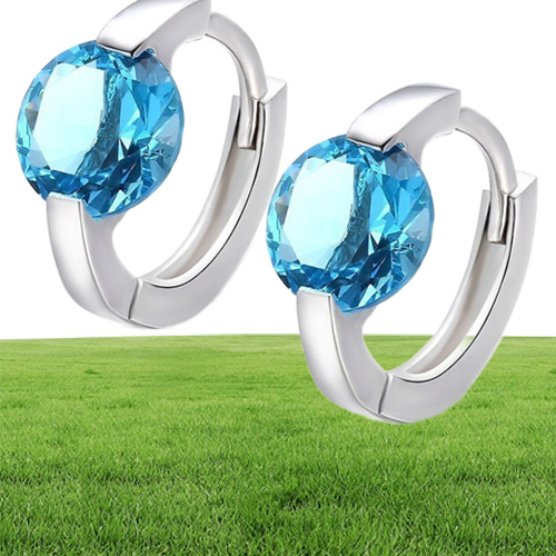 Cute 925 Sterling Silver Solitaire Round CZ Circle Small Loop Huggies Hoop Earrings For Women Jewelry Kids Baby Girls Aros Arete 2