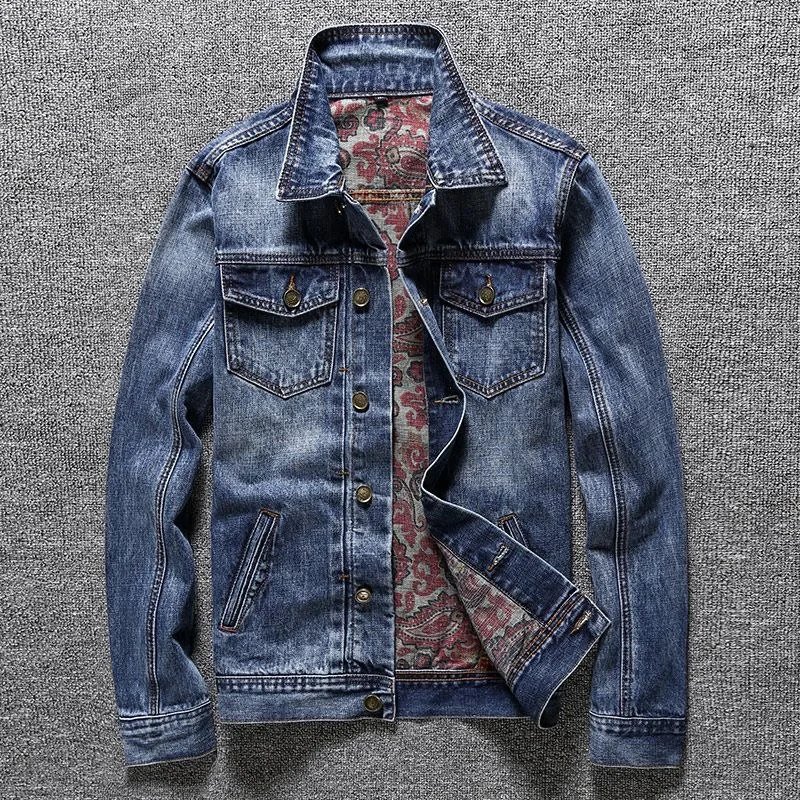 2023 Spring and Autumn Classic Fashion Trend Vintage Printed Denim Jacket Men's Casual Loose Comfortable Large Size Coat 240117