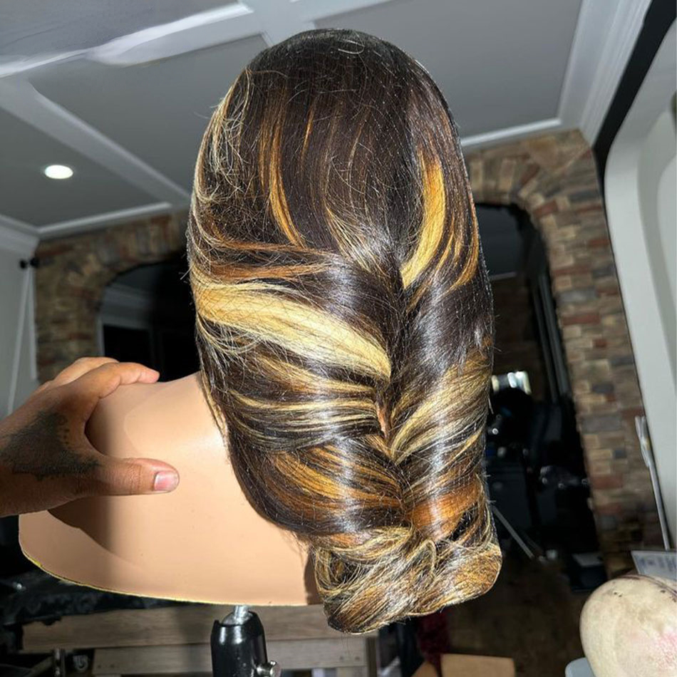 HD 360 Highlight Brown Colored Lace Front Human Hair Wigs For Women Glueless Body Wave Honey Blonde 13x4 Full Lace Frontal Wig