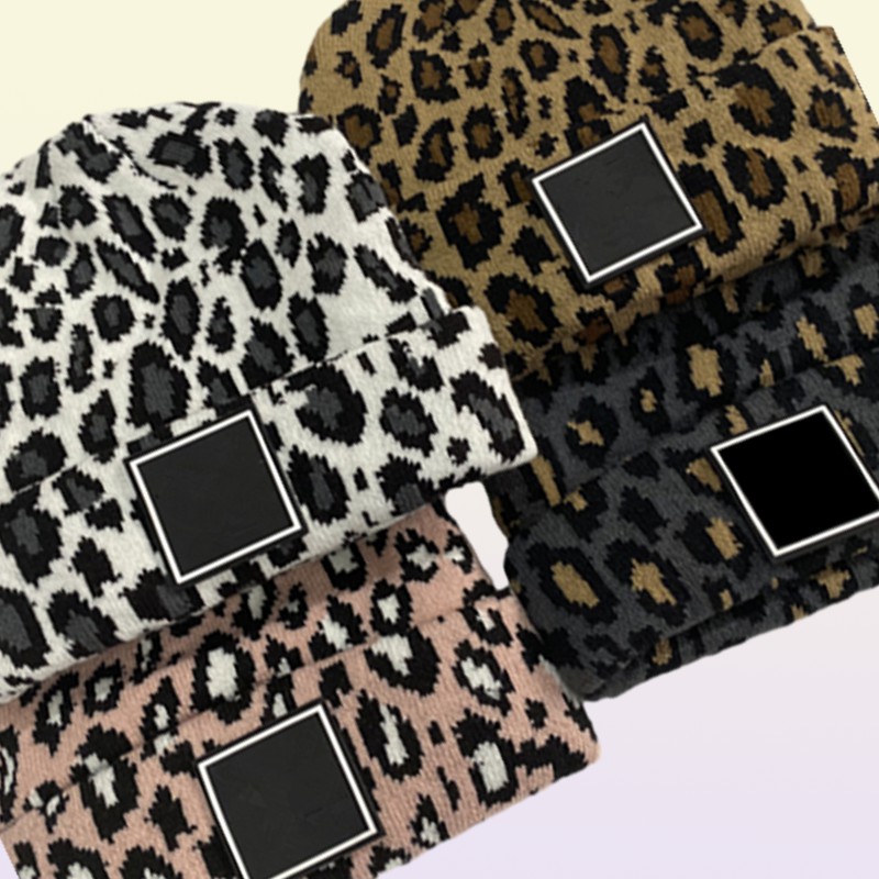 Designer Beanie Hat For Women Men Winter Knitted Skullies Hats Unisex Ladies Warm Bonnet Cap Leopard Caps