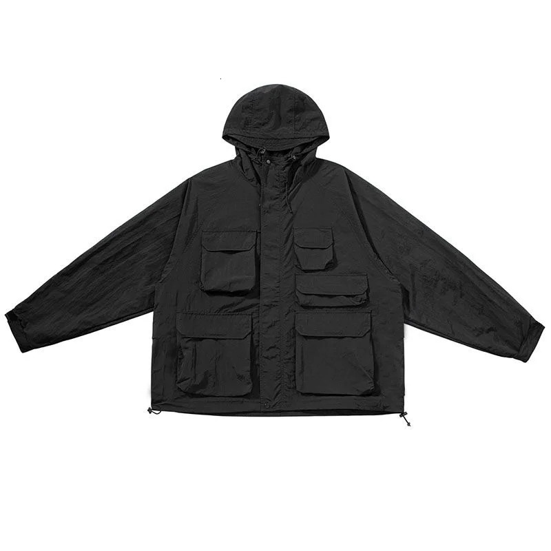 Multipocket Streetwear Mountain Hoodie Jacket Men Clothing Japanese Harajuku Casual Cargo Fashion Black Coats Male 240117Z