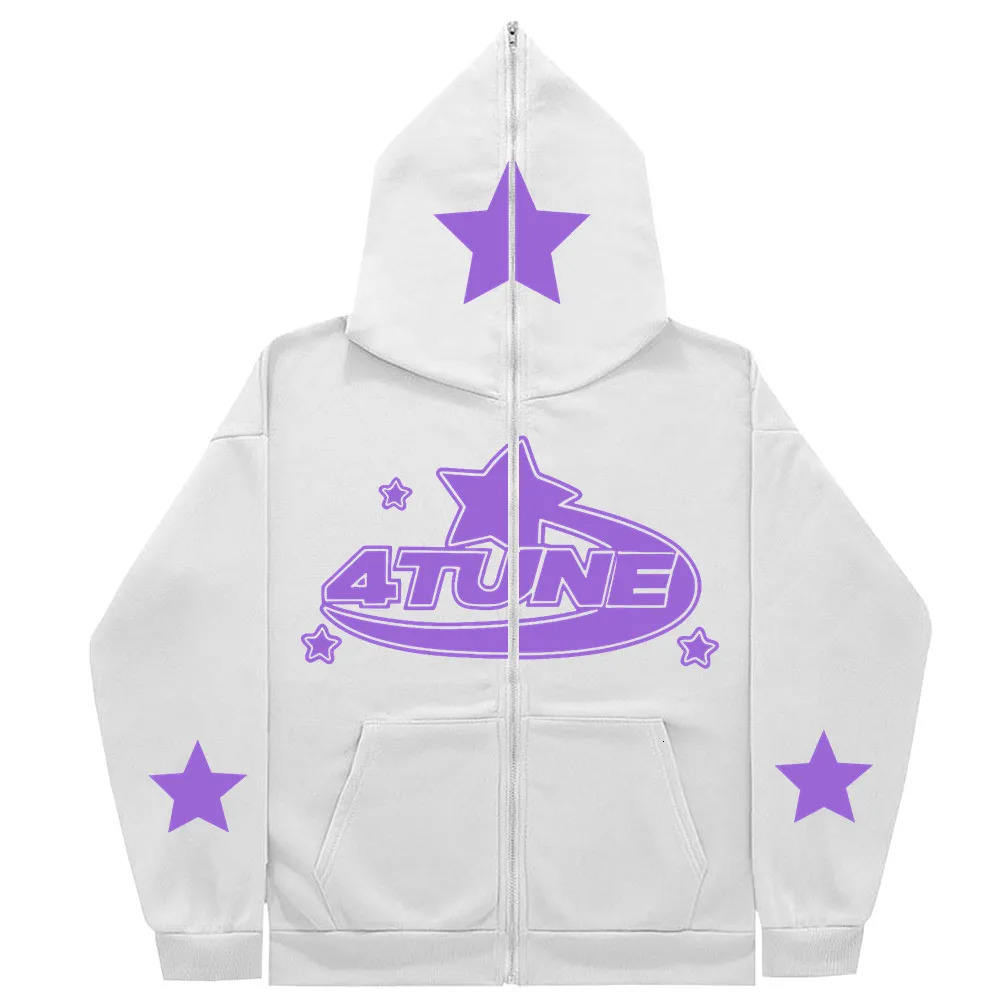 Gothic TUNE Y2K Full Zip Up Retro HipHop Men's Hoodies Sweatshirt Oversized Harajuk HighStreet Women's Streetwear Coat Tops 240117