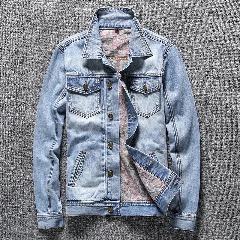 2023 Spring and Autumn Classic Fashion Trend Vintage Printed Denim Jacket Men's Casual Loose Comfortable Large Size Coat 240117