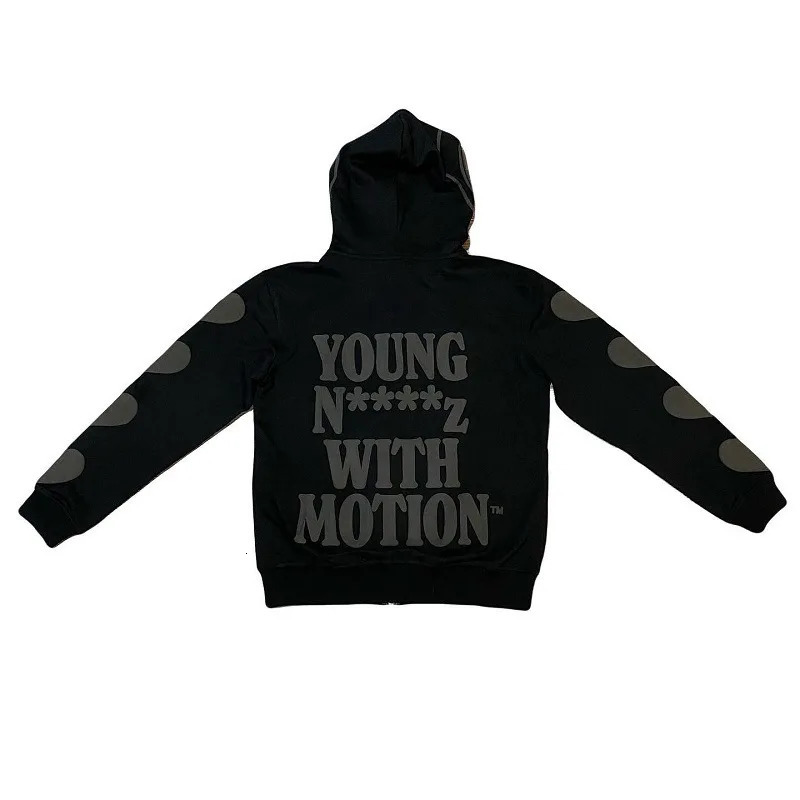 Hip Hop Men Hoodies Y2K Retro Letter Print Loose Full Zip Long Sleeve Sweatshirt Fashion High Street Autumn Hooded Jacket Coats 240117