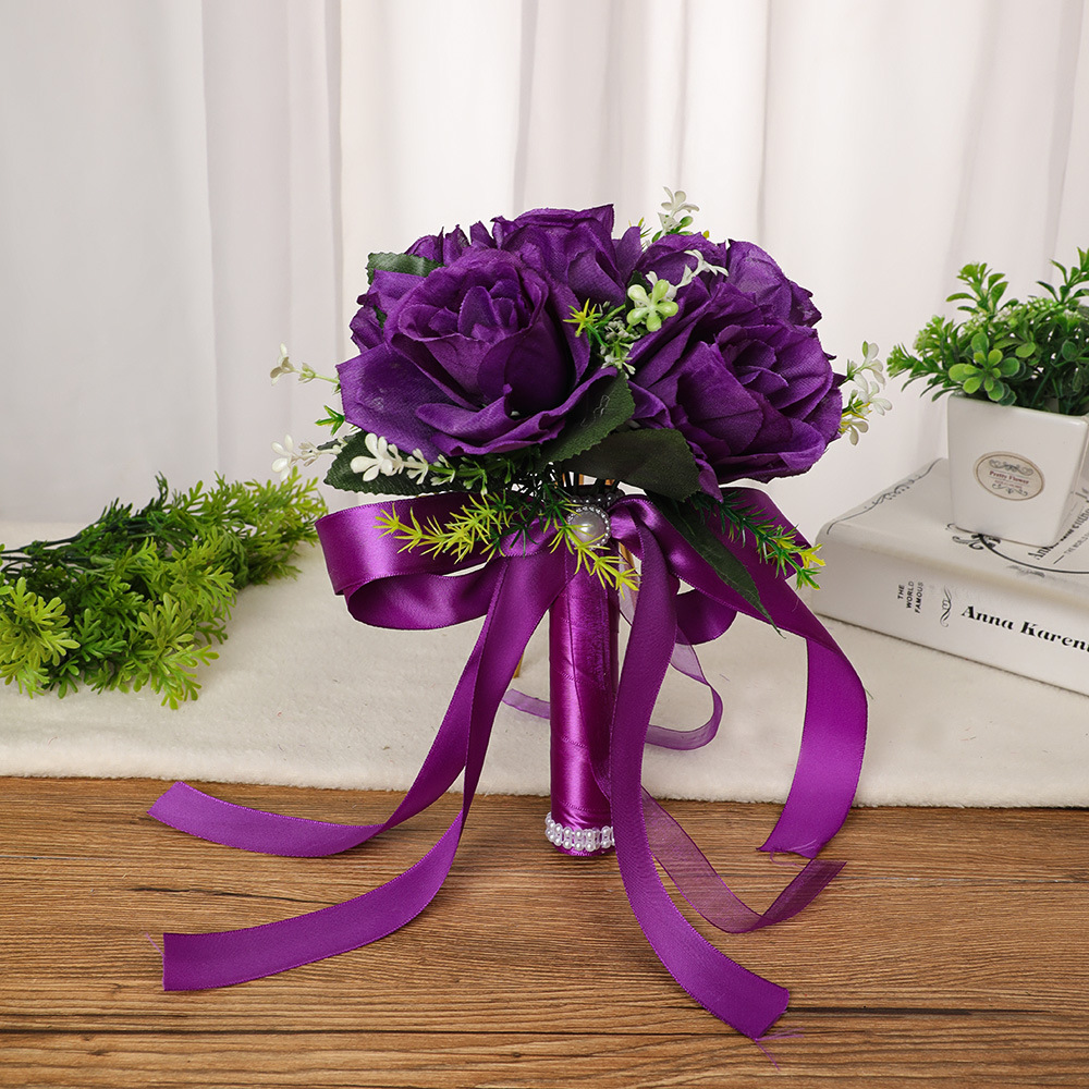 Gorgeous Wedding Bouquet Silk Flower Simulation Rose Bouquet Small Size Marriage Accessories Bridesmaids Decoration