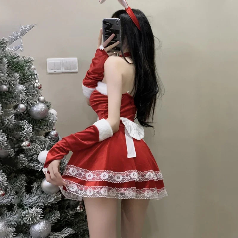 Christmas Dress Sweet Girl Costume Rabbit Woman Set Bunny Suit Sexy Lingeries Lady Cosplay Year Maid Uniform 240117