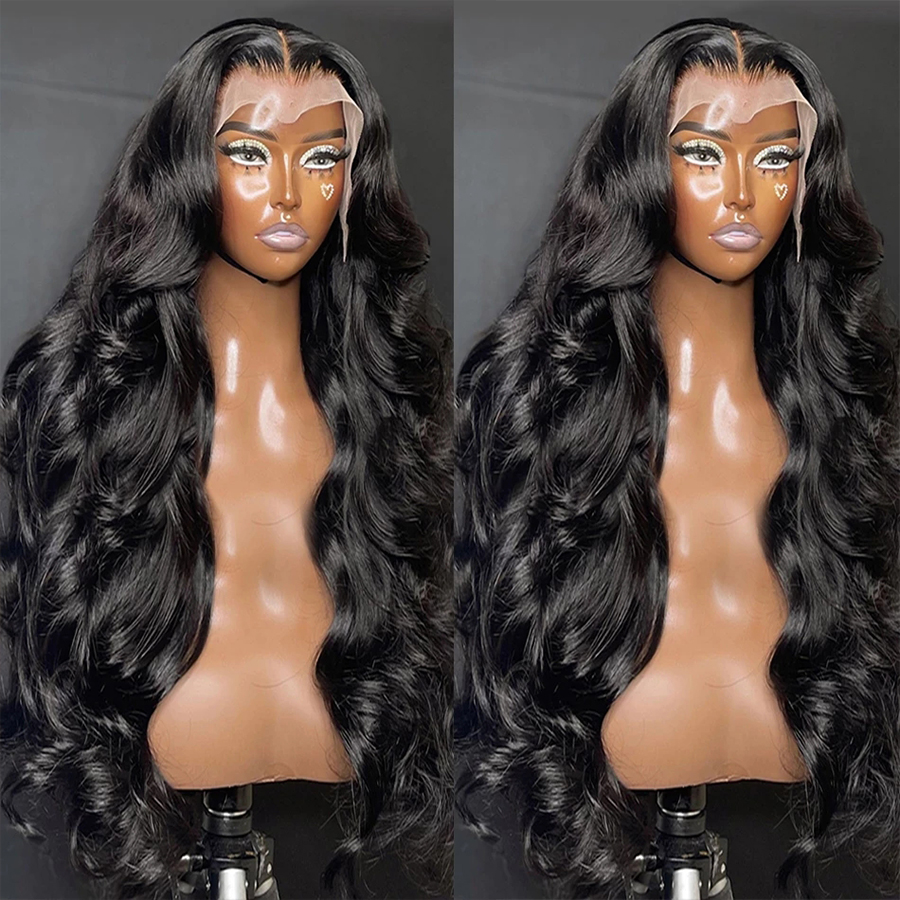 Highlight Ombre Blonde Black 13x4 Lace Frontal Wavy Human Hair Wigs 180% 34Inch Body Wave Lace Front Wigs Glueless Synthetic Wig