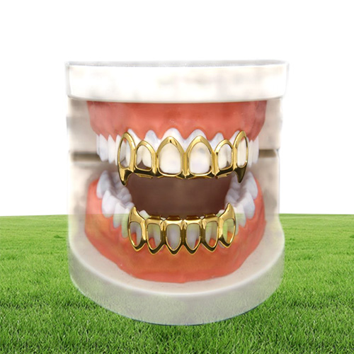 Hip Hop Teeth Grillz Set Silver Gold Tooth Top Bottom Caps Punk False Dental Grills For women Men Body Jewelry Cosplay