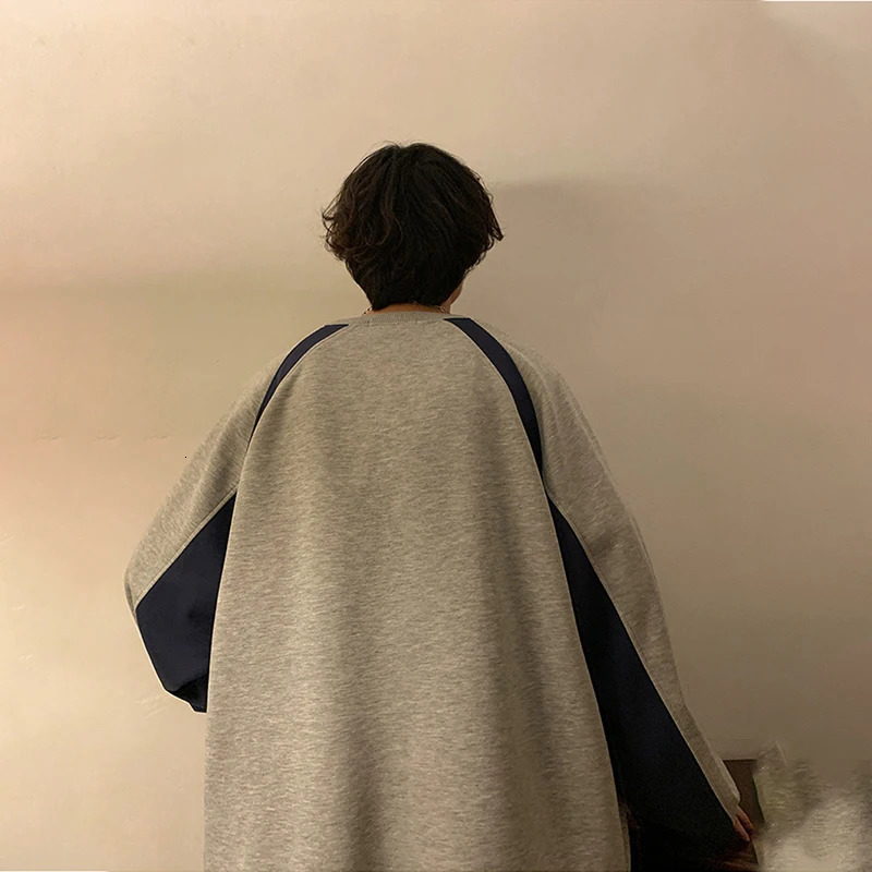 American High Street Letter Print Sweatshirt Men Autumn Oversized Colorblock Pullover Hoodies Y2K Vintage Sudaderas Para Hombres 240117