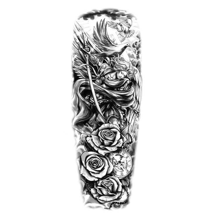 Makeup flower Full arm large pattern wind lion wolf sexy simulation tattoo water transfer Tattoo Sticker