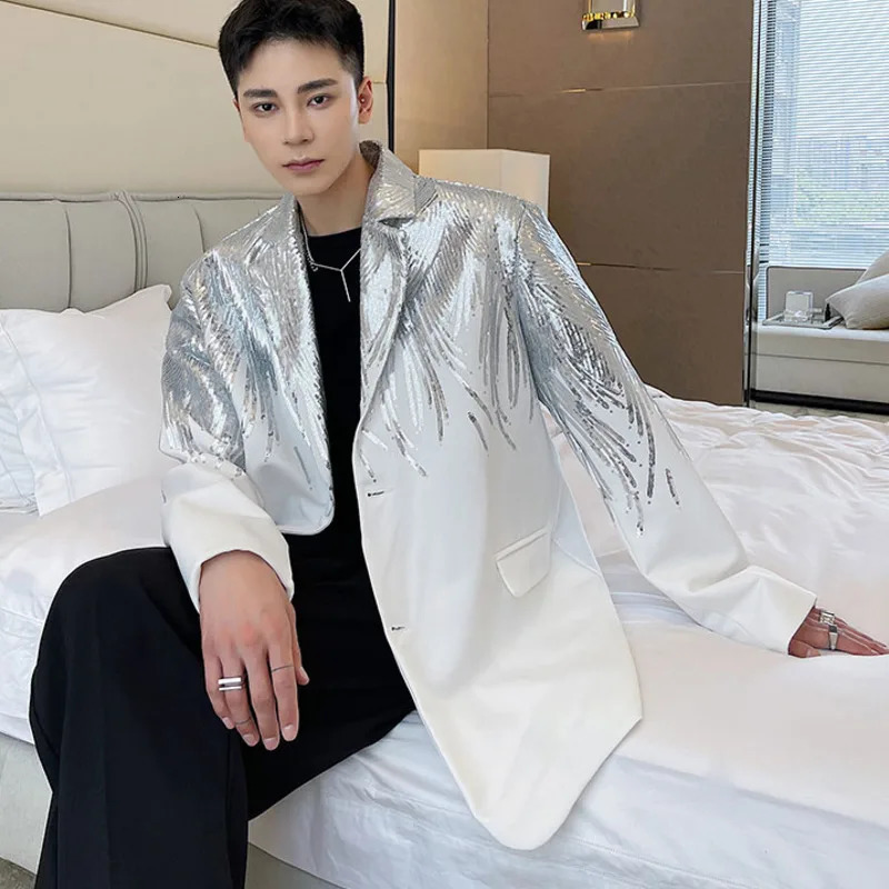 IEFB Heavy Craft Embroidery Sequin Trend Casual Men's Blazer 2023 Autumn Fashion fit Jacket Streetwear Suit Coat 9Y9245 240117