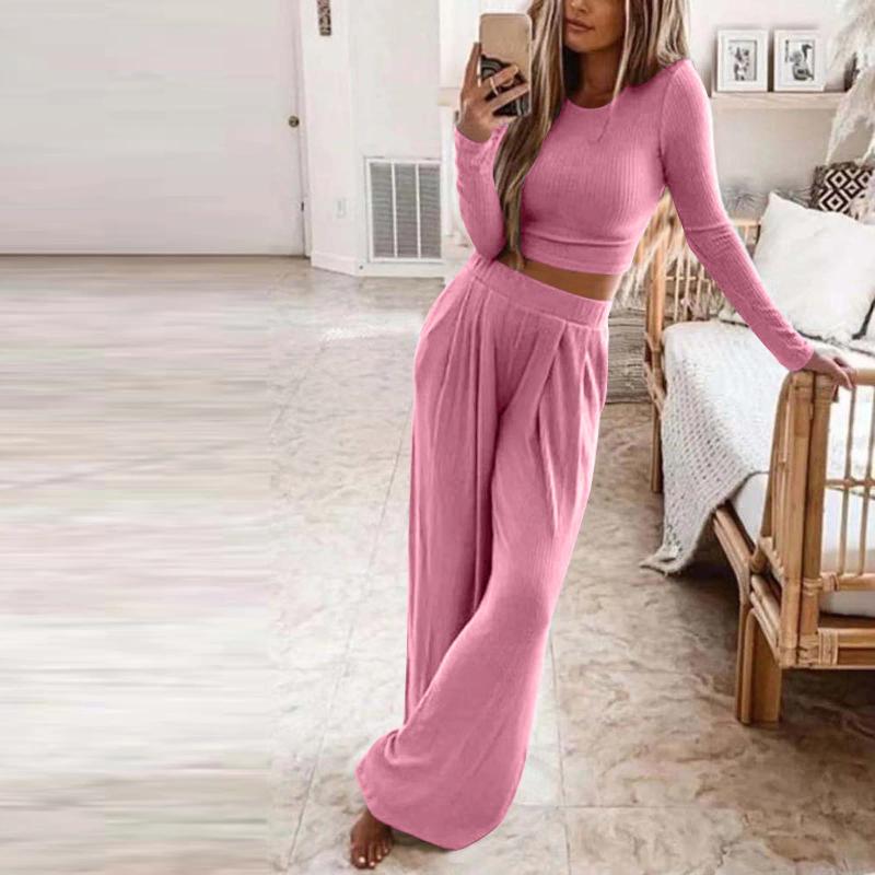 Womens Cozy Winter Pama Long Sleeve Top & Pants Comfortable Lounge Wear For Home Stylish Sleepwear Set B4