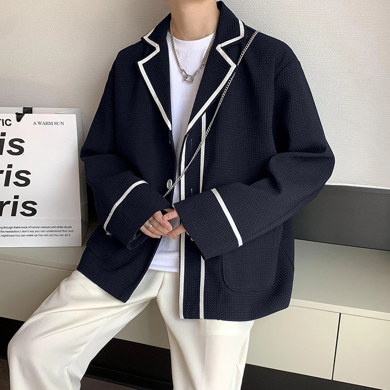 Black White Blazer Men Fashion Society Mens Dress Jacket Korean Loose Business Casual Suit Jacket Men Office Formal Blazer M-2XL 240117