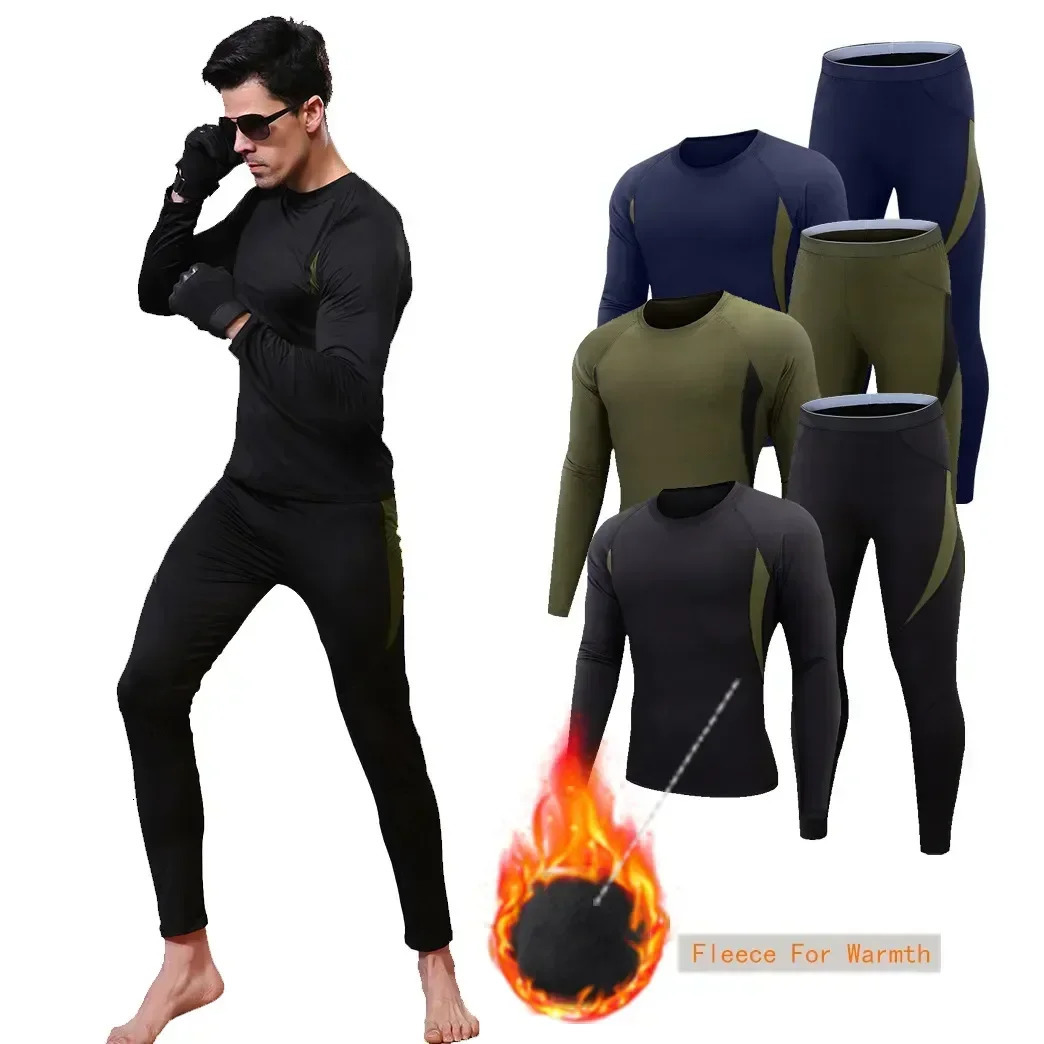 Johns Male Compression Fleece Man Leggings Underwear Sport Men s Set Shirts Clothing Long Warm Thermal Winter 240117Z