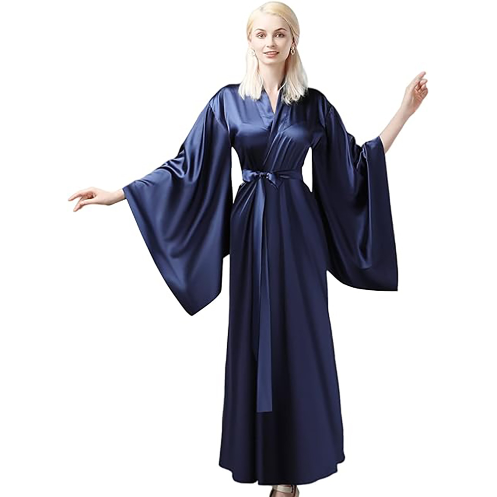Bath Robes Women's Silk Kimono Long Satin Bridesmaid Wedding Sleepwear Beach Blouses Bikini Cover Up Plus Size Real Image