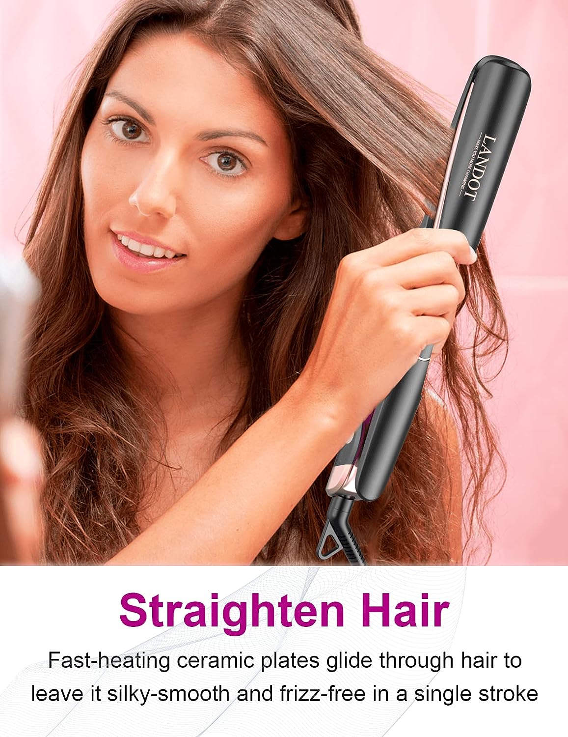 HS168 Landot 2-In-1 Hair Tool - Combination Straightener & Curler with Adjustable Temperature