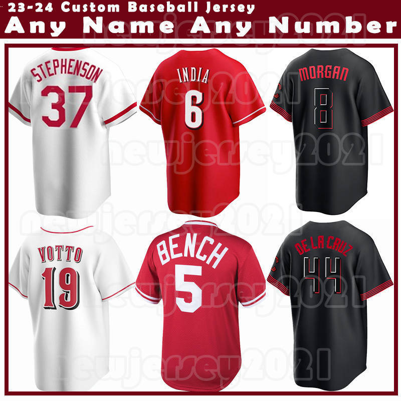 5 Johnny Bench 44 Elly De La Cruz Baseball Jersey 6 Jonathan India 30 Ken Griffey Jr. 19 Joey Votto Barry Larkin Reds Alexis Diaz Spencer Steer Hunter Greene Nick Senzel
