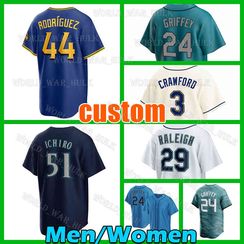 44 Julio Rodriguez Jersey 24 Ken Griffey Jr. Baseball 51 Suzuki Ichiro Seattles Andres Munoz Logan Gilbert George Kirby Mariners Cal Raleigh Ty France Taylor Trammell