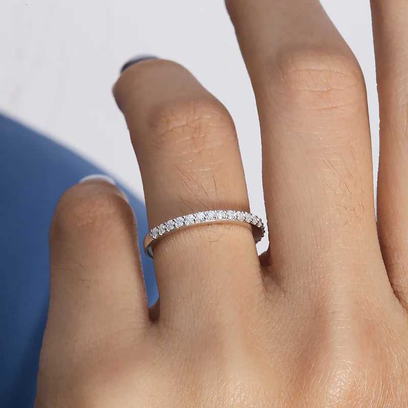 Band Rings Melee Stone CVD HPHT Lab Grown Diamond 0.3ctw Engagement MatchBand For Lady DEF Color Real 14K White Gold J240118