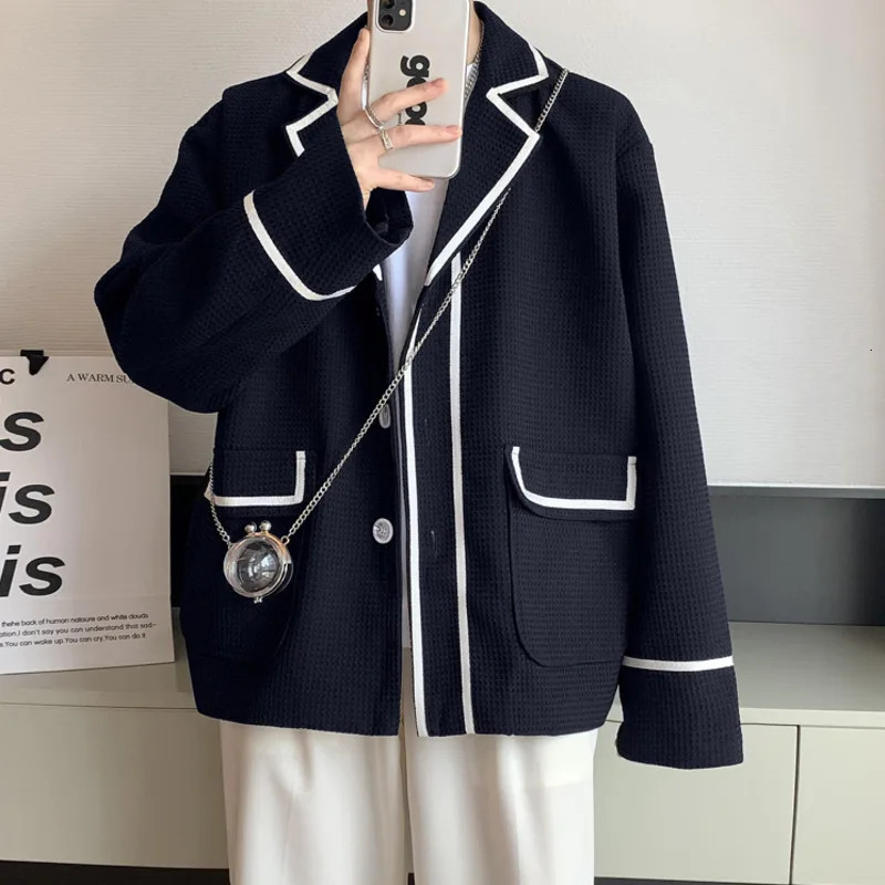 Black White Blazer Men Fashion Society Mens Dress Jacket Korean Loose Business Casual Suit Jacket Men Office Formal Blazer M-2XL 240117