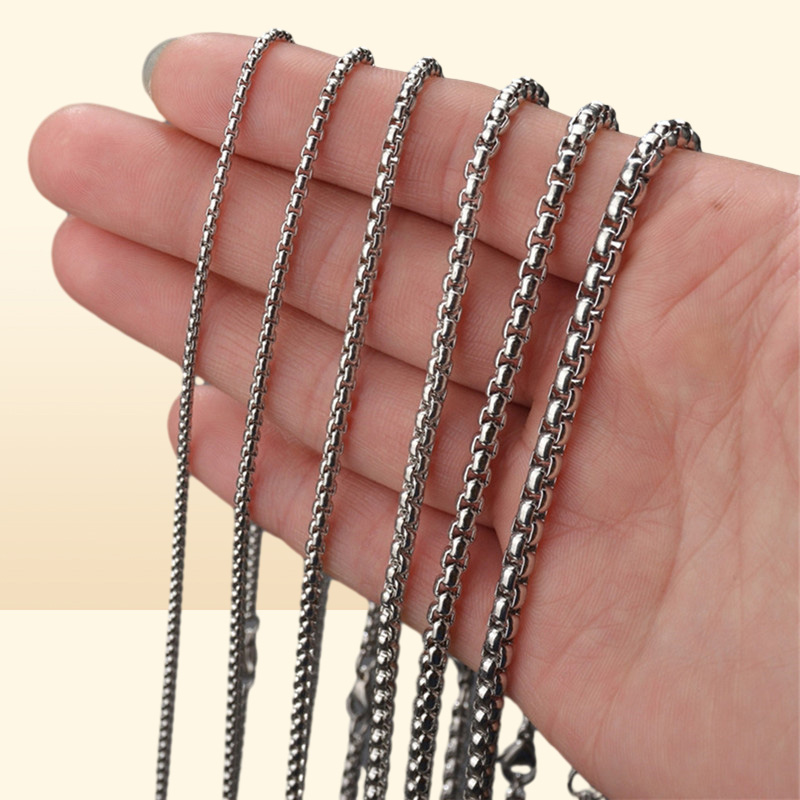 Fashion Square Link mens chain designer necklace silver chain for man Stainless Steel Black Rope Gold Chains Necklaces Woman Choke