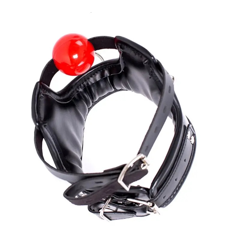 Leather Ball Open Mouth Gag with Full Head Harness Belt Roleplay Face Muzzle Gag Adult Sex Toys For Couple 240117