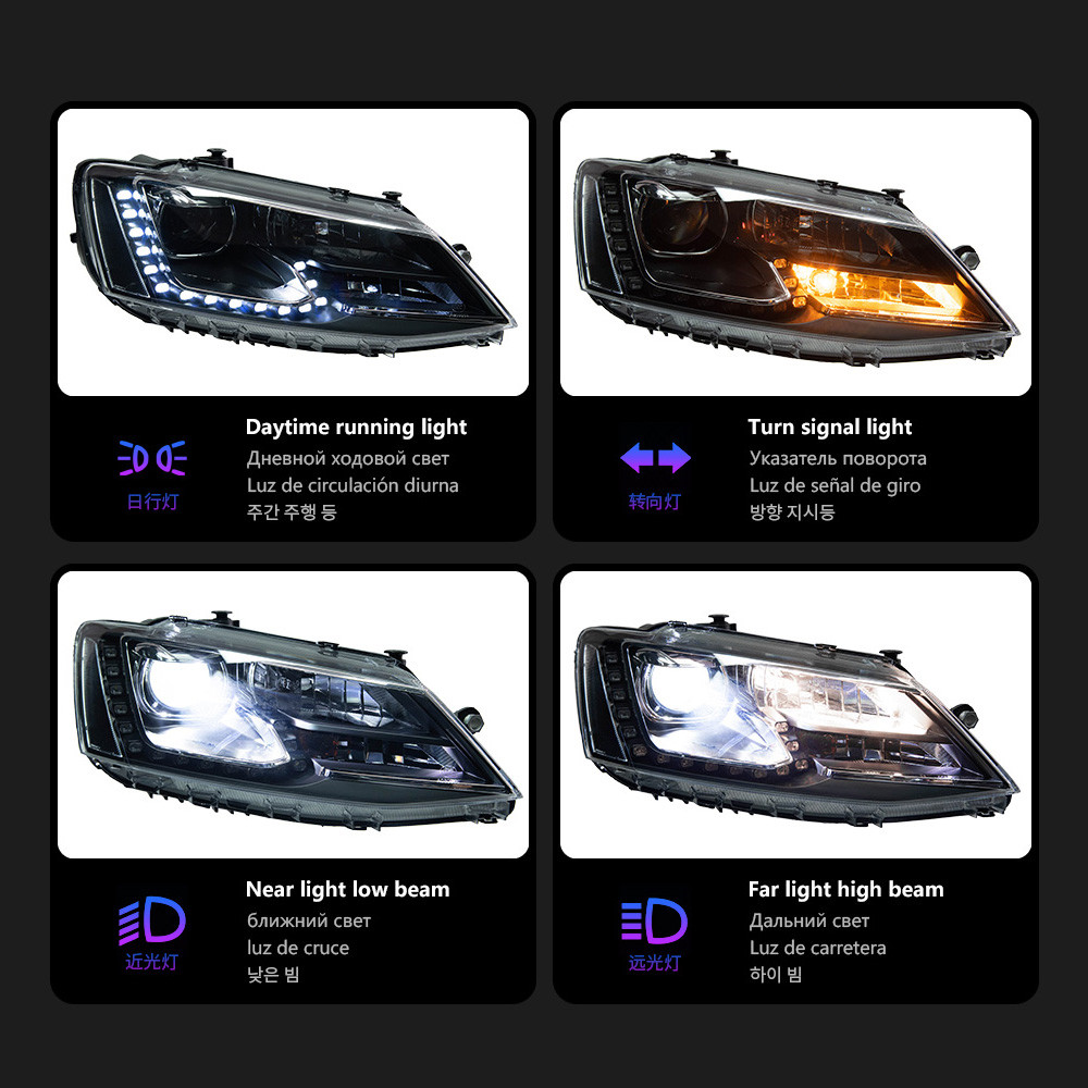 Car Lights For Jetta Headlights 2011-20 18 Upgrade LED Daytime Lights All LED DRL Signal Projector Lens Head Lamp