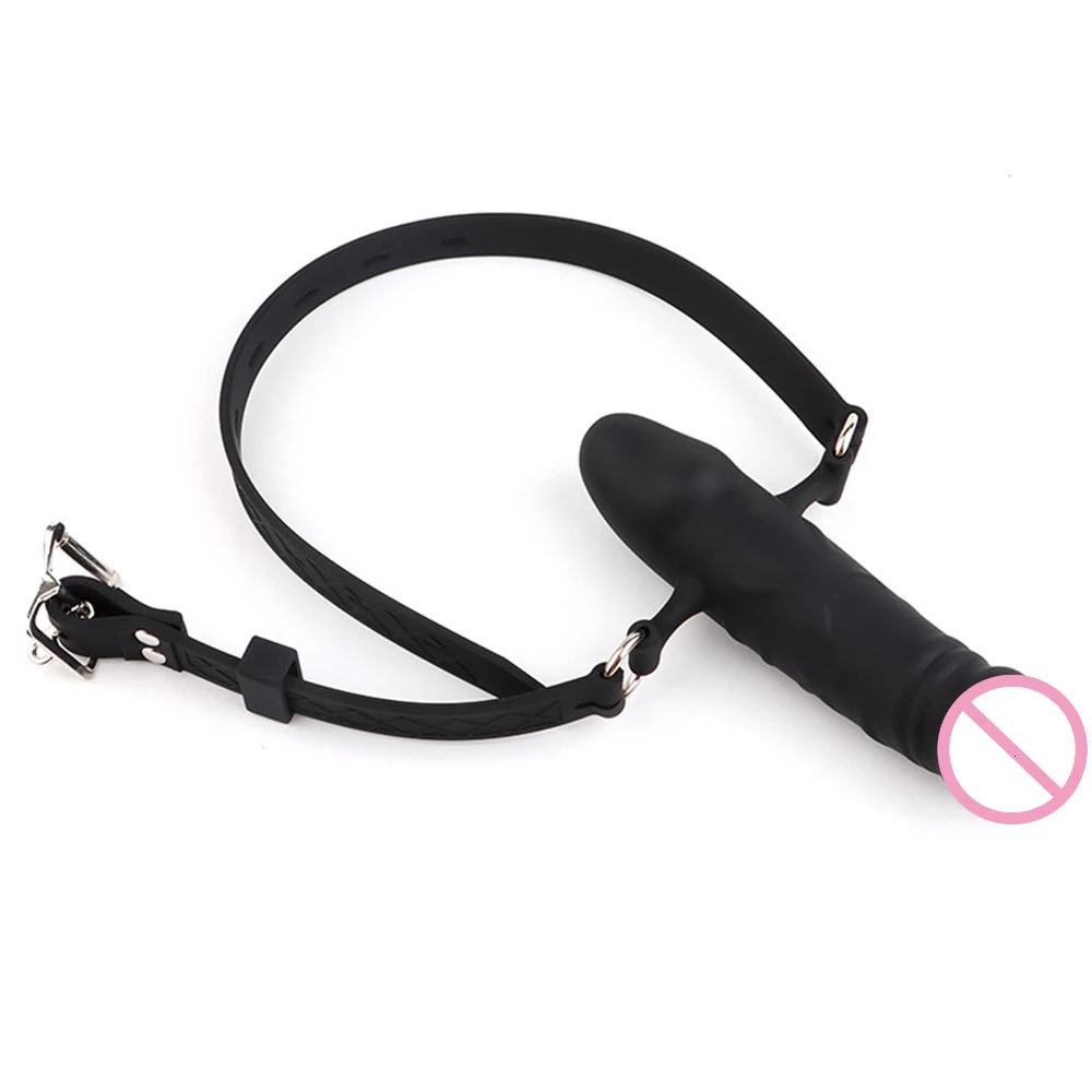 Mouth Gag Dildo Oral Fixation Harness Bondage Leather Strap on Sex Toys Penis Plug Silicone Double-Ended Dildos for Couple Women 240129