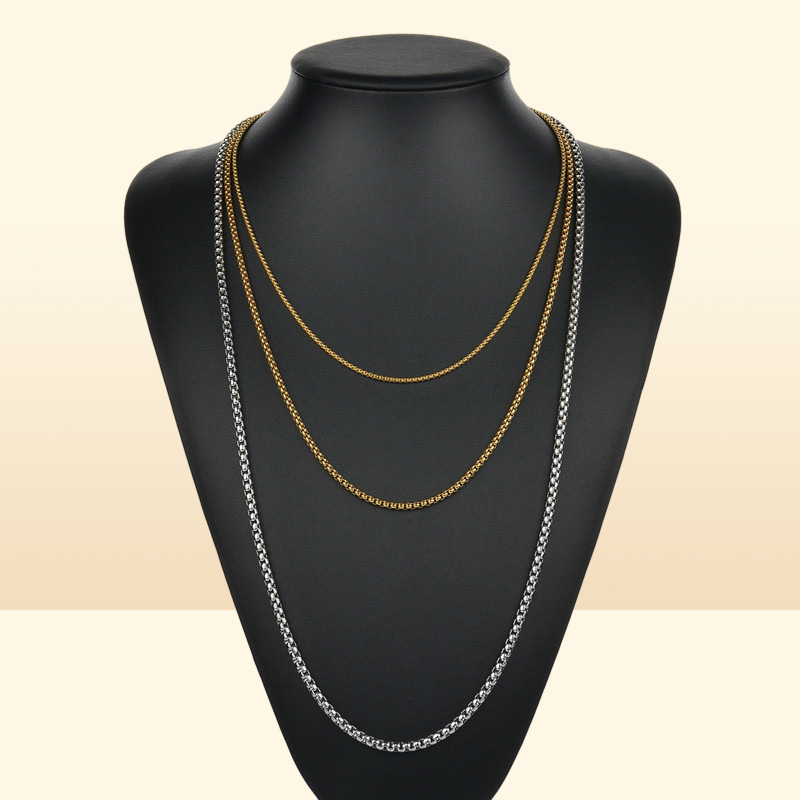 Fashion Square Link mens chain designer necklace silver chain for man Stainless Steel Black Rope Gold Chains Necklaces Woman Choke