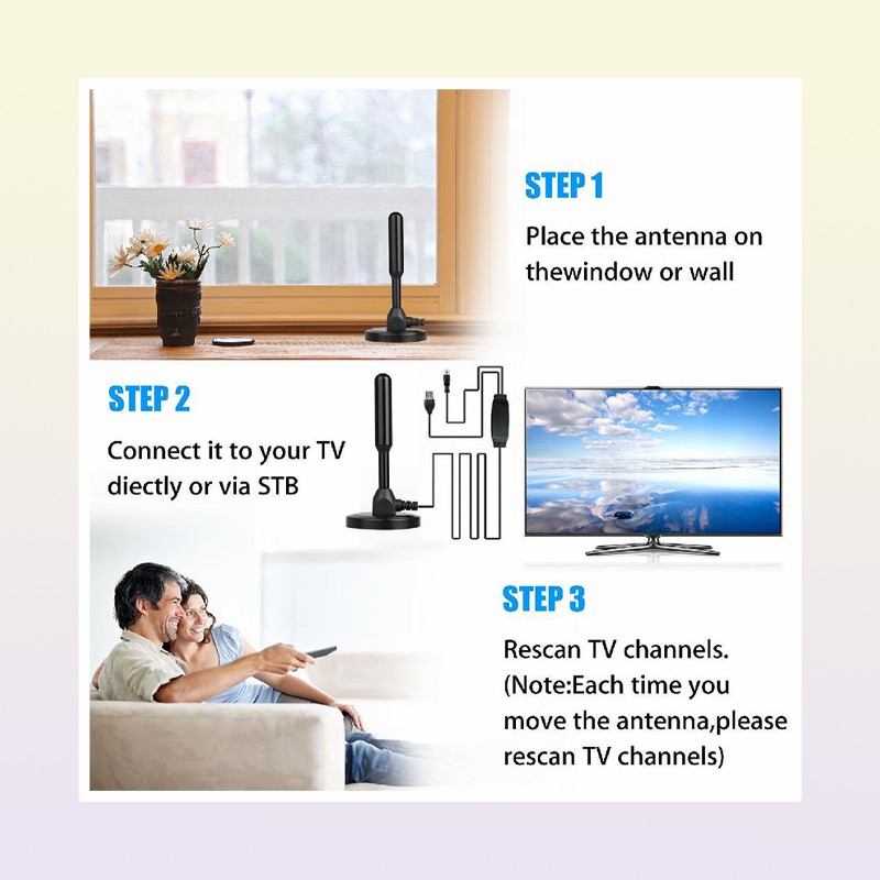 Indoor Digital HDTV TV Antenna high gain 25dBi antenna Aerial Amplified 200 Mile Range VHF UHF view DTMB DVBT ATSC DTMBT
