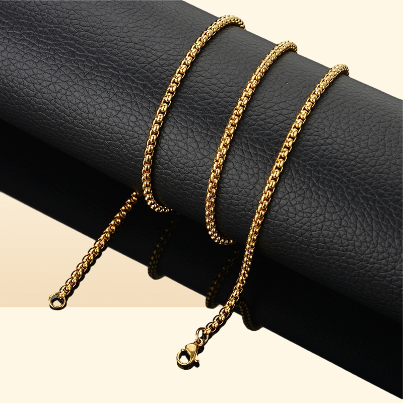 Fashion Square Link mens chain designer necklace silver chain for man Stainless Steel Black Rope Gold Chains Necklaces Woman Choke