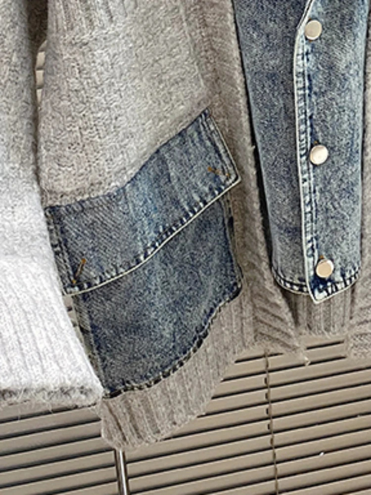 Jackets Autumn Winter Loose and Lazy Style Thickened Sweater Cardigan Top Fashion Personalized Combination Denim Coat Women 240117