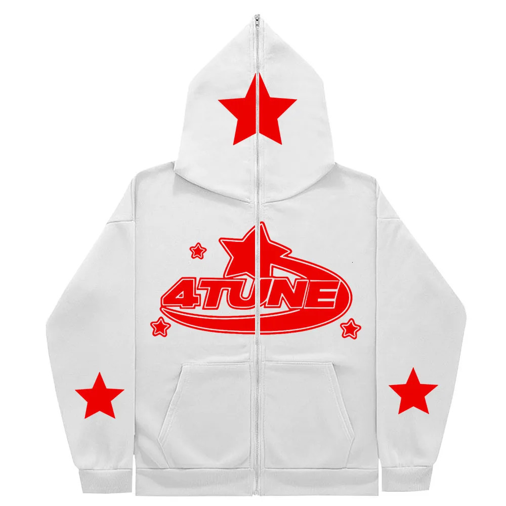 Gothic TUNE Y2K Full Zip Up Retro HipHop Men's Hoodies Sweatshirt Oversized Harajuk HighStreet Women's Streetwear Coat Tops 240117