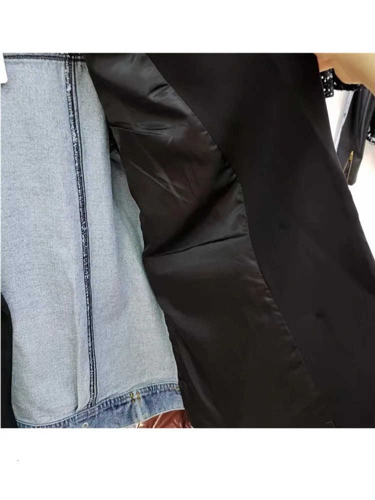 Casual Suit Jacket Women 2023 Korean Fashion Autumn Personality Loose Denim Patchwork Blazer Coat Femme Jackets 240117