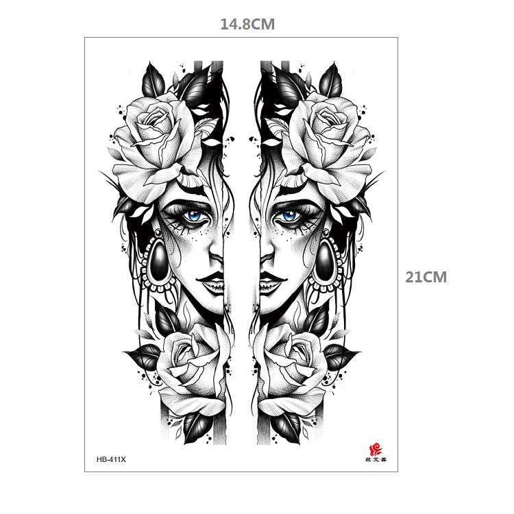 Makeup Floral Joker Mouth English Colorful Lion Tiger Half Arm Animal Pattern Water Transfer Simulation Tattoo Sticker