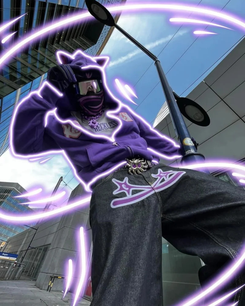 Y2K mens jeans Gothic Vintage Streetwear 2023 Hip Hop Black Casual Men women baggy Harajuku rock casual loose 240117