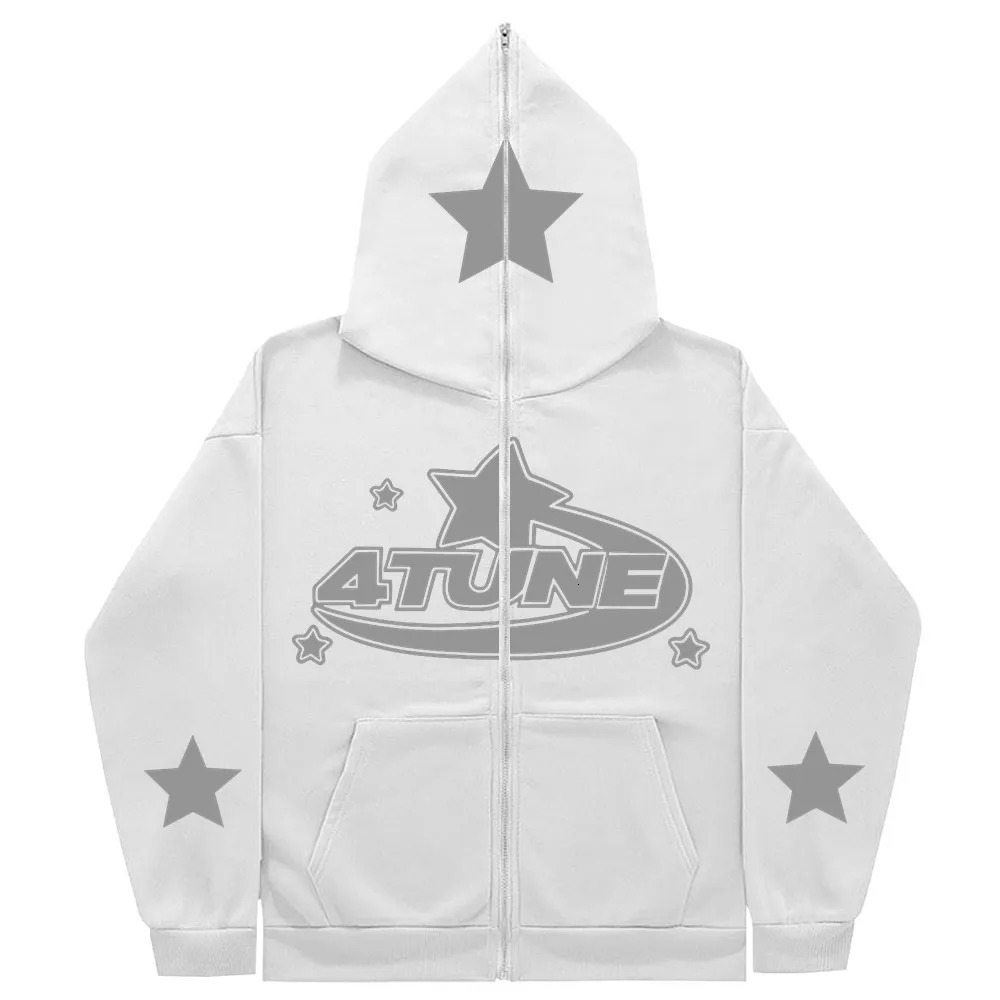 Gothic TUNE Y2K Full Zip Up Retro HipHop Men's Hoodies Sweatshirt Oversized Harajuk HighStreet Women's Streetwear Coat Tops 240117
