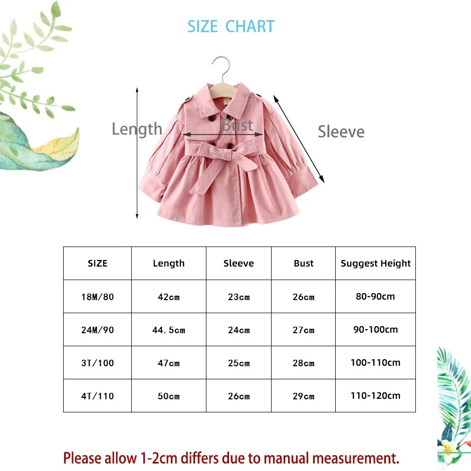 Children's Clothing Girls' Coat Kids Jacket Children's Spring Autumn Korean Style Cute Long Trench Baby Girls Windbreaker 240117