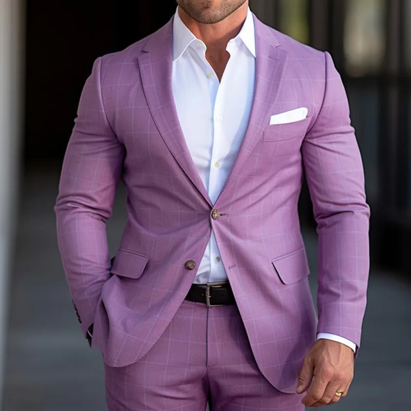 British Style Men Plaid Fashion High End Slim Wedding Banquet Slim Prom Tuxedo Classic British Style Mens Business Suit 1 PC 240117