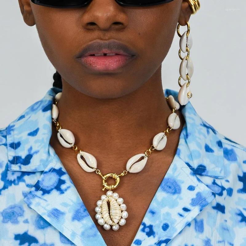 Choker Natural Freshwater Pearl Necklace Shell Conch Pendant Women's Bohemian Fashion Jewelry Accessories Holiday Gift