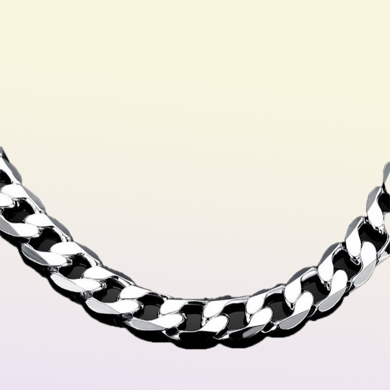 Factory Curb Cuban Mens Necklace Chain 925 Silver Necklaces for Men Woman Fashion Jewelry 46810mm Feast and Party Costume