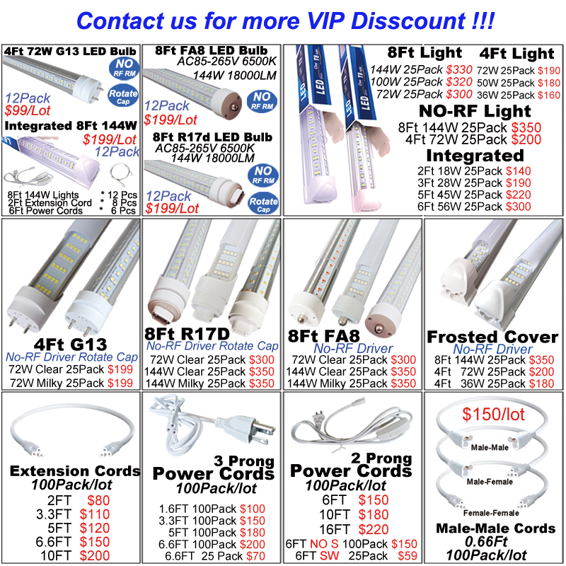 LED Shop Light 8Ft, 100W LED Tube Light Fixture, 8 foot Clear Cover Cool White 6500K, V-Shaped Integrated Fixture for Cooler Door Lightings 25Pack War