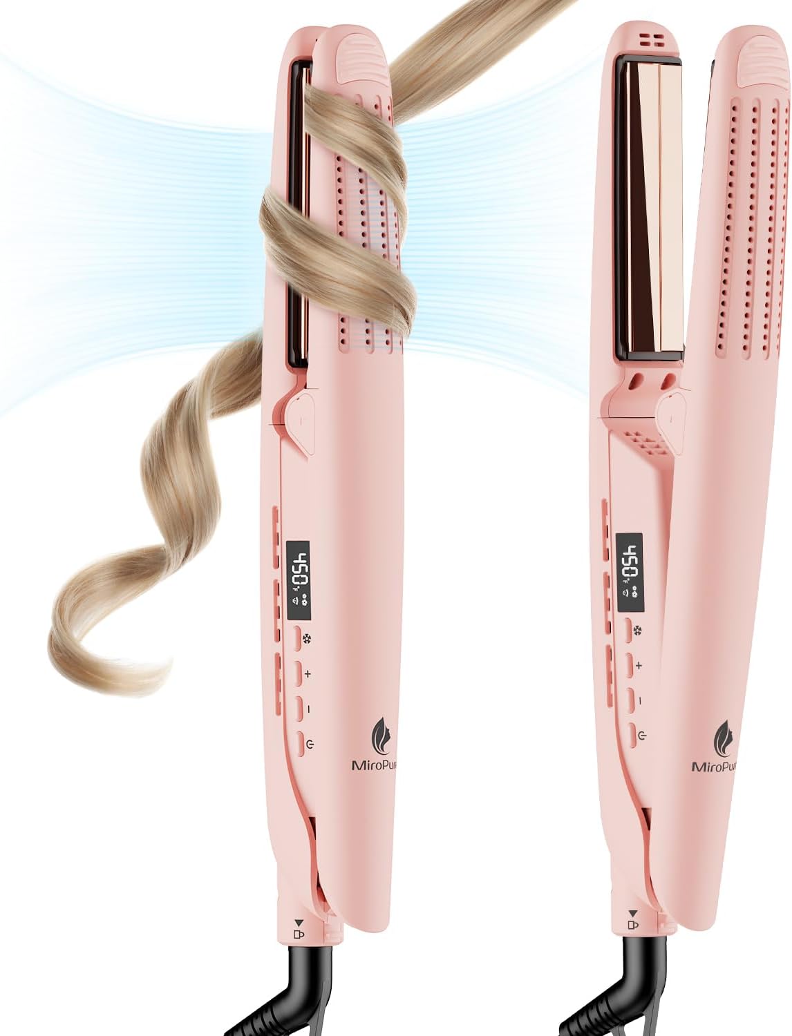 US stock MiroPure 360° Airflow Styler Curler, Titanium Hair Straightener and Curler 2-in-1, Professional Care Wand with Ionic Aroma Cool Air