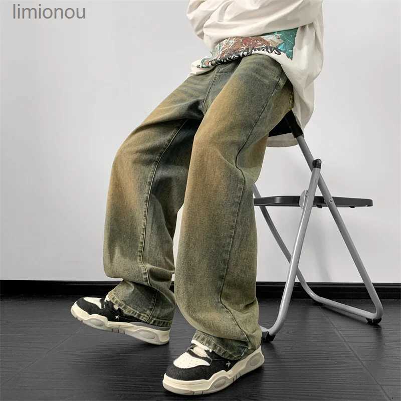Men's Jeans Jeans men 2024 Spring Wide Leg Jeans Male Loose Straight Denim Pants Harajuku Vintage Blue Jean Trouser Streetwear ClothesL240119