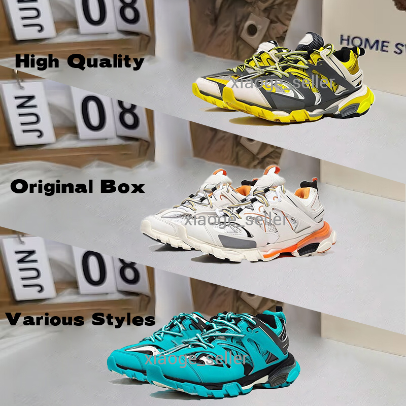 Luxury Brand Designer Mens Women Casual Shoes Track 3.0 Triple White Black Tracks Trainers 2 Gomma Leather Trainer Nylon Printed Platform Sneakers Shoes With Box