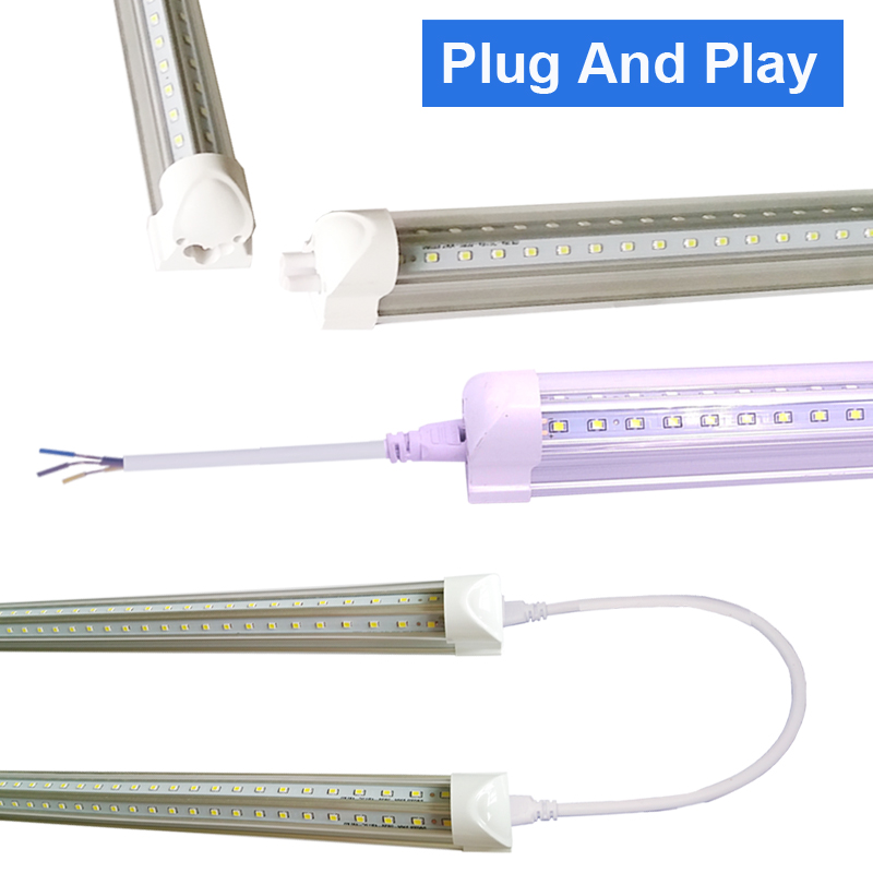 LED Shop Light 8Ft, 100W LED Tube Light Fixture, 8 foot Clear Cover Cool White 6500K, V-Shaped Integrated Fixture for Cooler Door Lightings 25Pack War