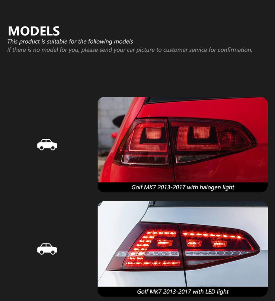 Tail Lamp for VW Golf 7 7.5 LED Turn Signal Taillight 2013-2021 Rear Running Brake Fog Light Car Accessories