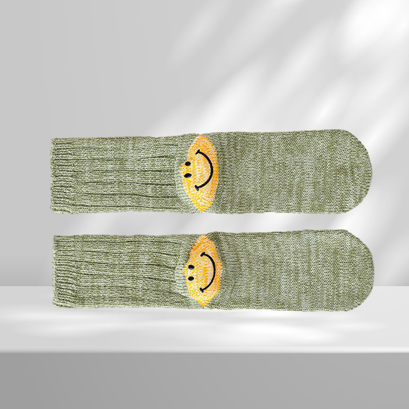 Sports casual Hirata Hehong heel smiling face tide brand Kapital thick thread knitted autumn and winter medium tube socks