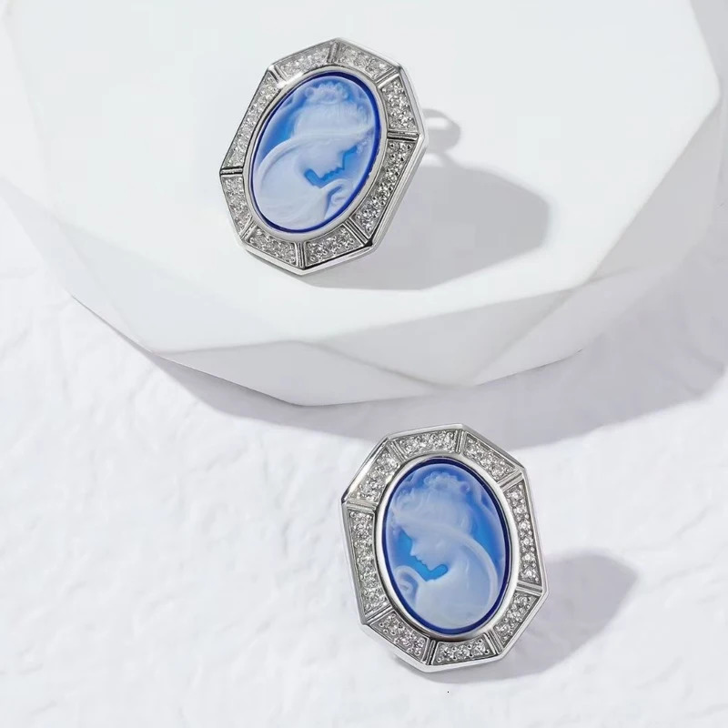 Natural Agate Cameo Jewelry Sets Sterling 925 Silver Shell Pearl Ancient Greek Mythology Zeus Luna Diana for Woman Party Gift 240119